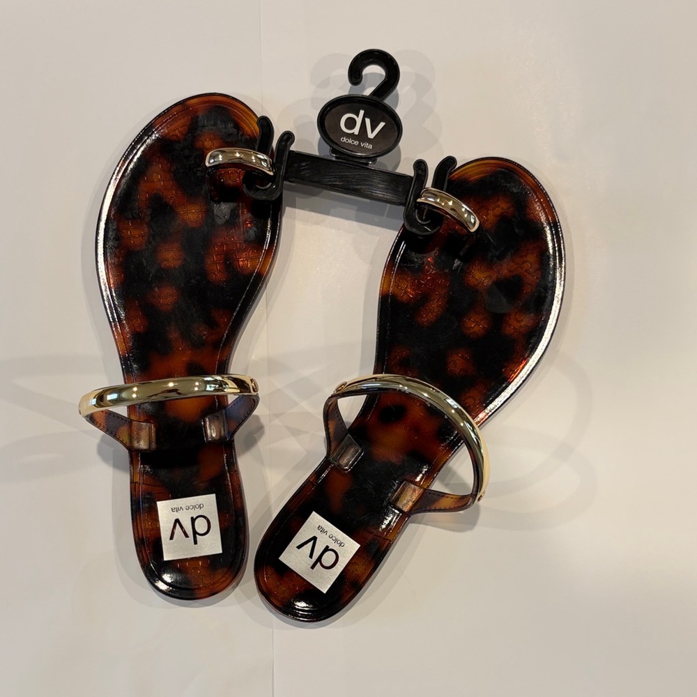 DV Dolce Vita Tortoiseshell Jelly Slide Sandals - Brown/Black